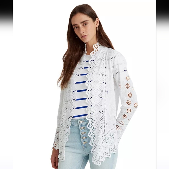 Lauren Ralph Lauren Sweaters - Ralph Lauren Broderie Anglaise Eyelet Jacket - Size M